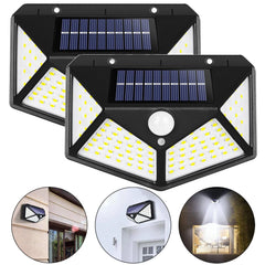 Luminária Solar Jardim 100 Led Com Sensor Presença Lampadas