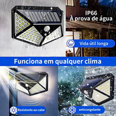 Luminária Solar Jardim 100 Led Com Sensor Presença Lampadas